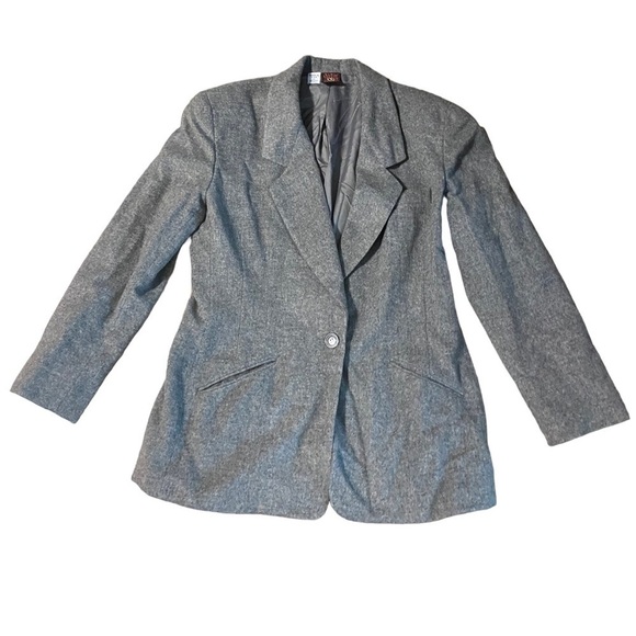 Anne Klein Women’s Gray Camel Hair Blazer Size 14 One Button Career Business USA - Picture 1 of 15